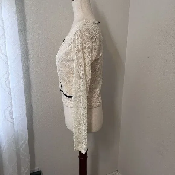 Vintage Y2K Lacey Top Women Large Feminine Ivory Coquette Bridgerton USA Made - Picture 3 of 8